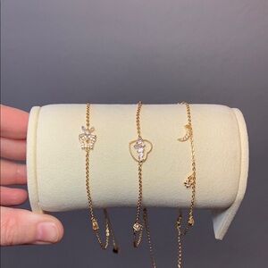 3 PC Set - NEW - Pretty Bird Real Rose Gold Plated Anklets 11"